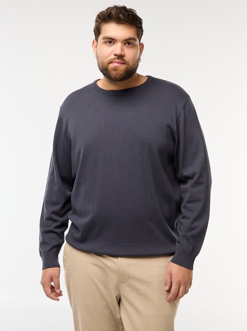 Effen gebreide trui met ronde hals - Kiabi