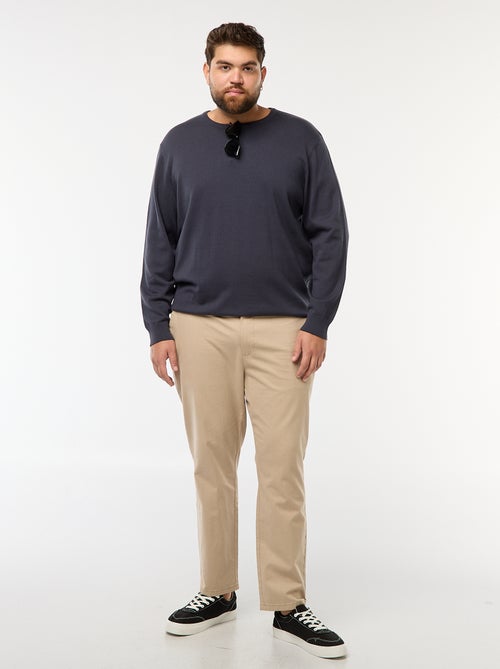 Effen gebreide trui met ronde hals - Kiabi