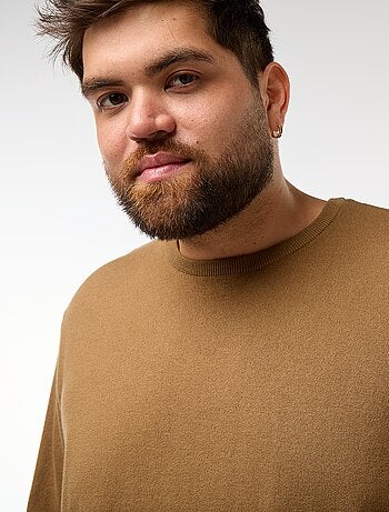 Effen gebreide trui met ronde hals