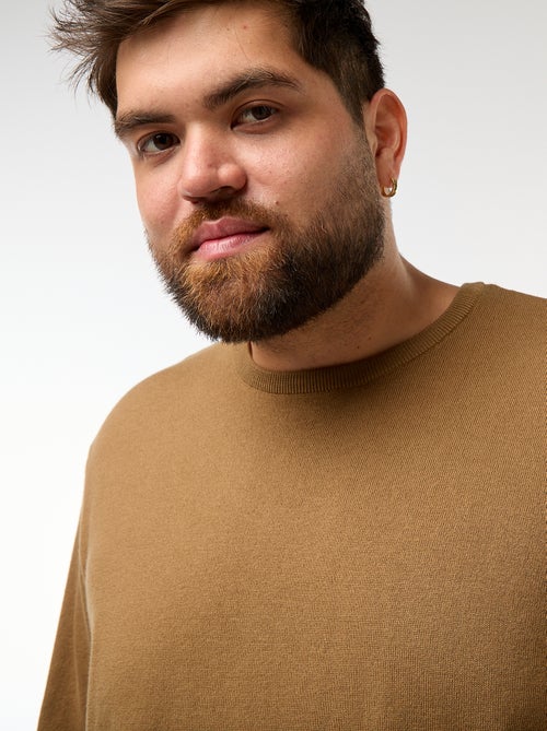 Effen gebreide trui met ronde hals - Kiabi