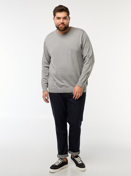 Effen gebreide trui met ronde hals - Kiabi