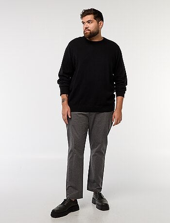 Effen gebreide trui met ronde hals