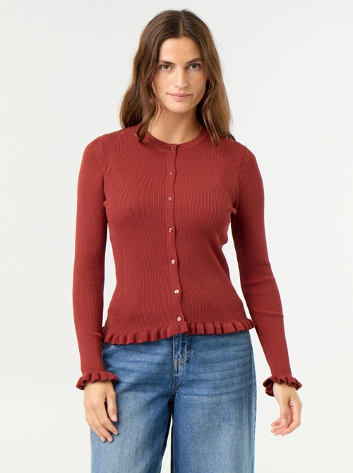 Effen geribbeld vest met ruchesafwerkingen - Kiabi