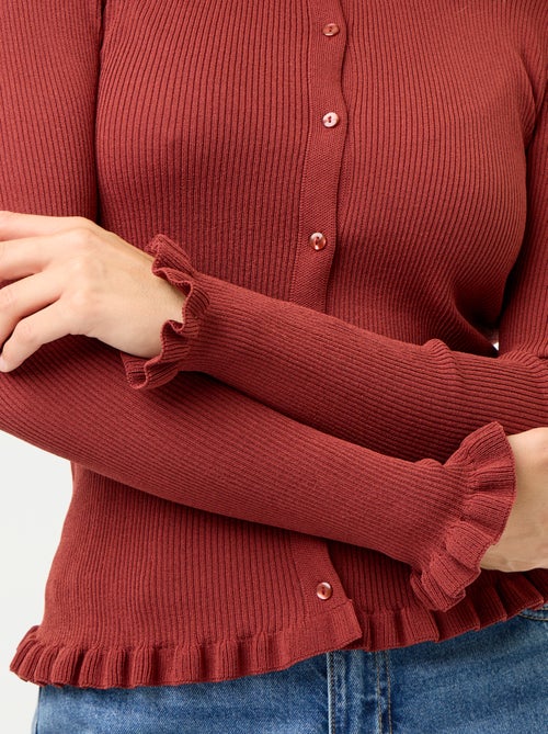Effen geribbeld vest met ruchesafwerkingen - Kiabi
