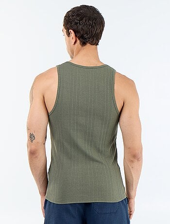 Effen geribd mouwloos shirt