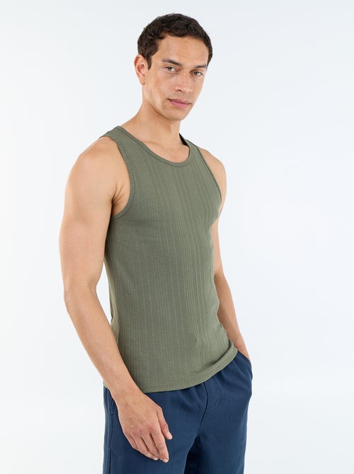 Effen geribd mouwloos shirt - Kiabi