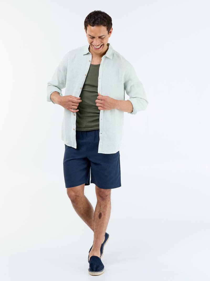 Effen geribd mouwloos shirt Groen - Kiabi