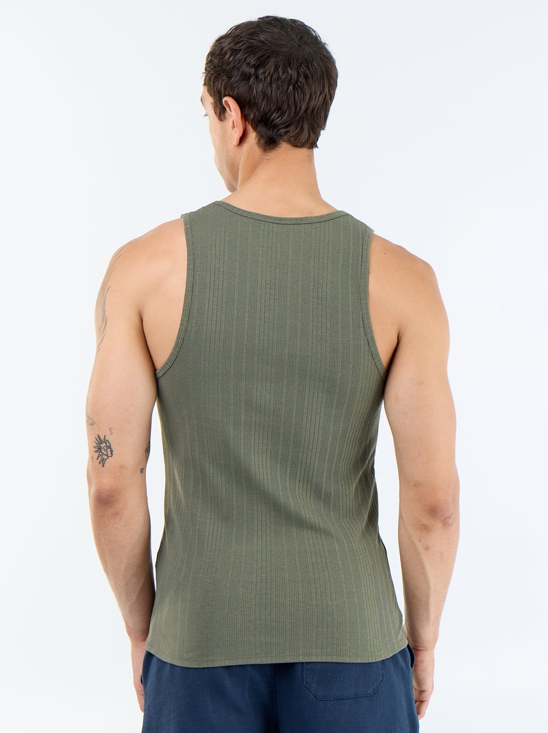 Effen geribd mouwloos shirt Groen - Kiabi