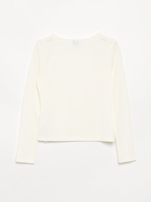 Effen geribd T-shirt met knoopdetail op de schouder - Kiabi