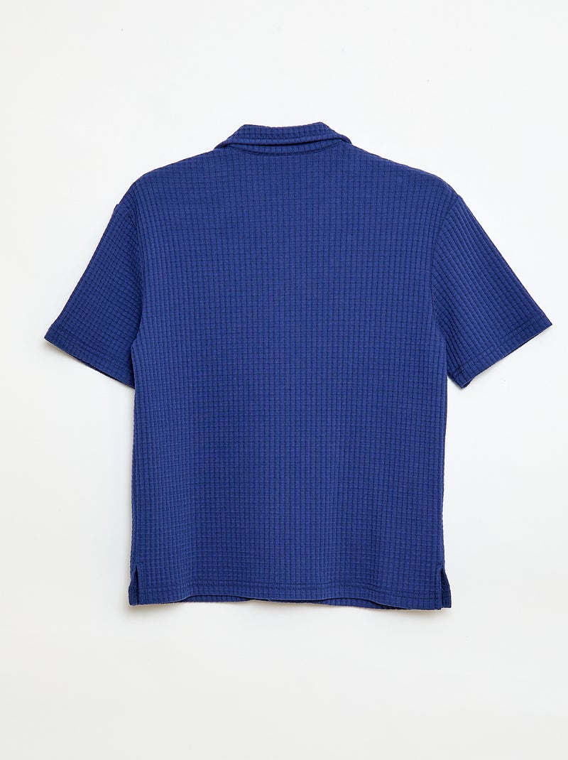 Effen gewafeld hemd Blauw - Kiabi