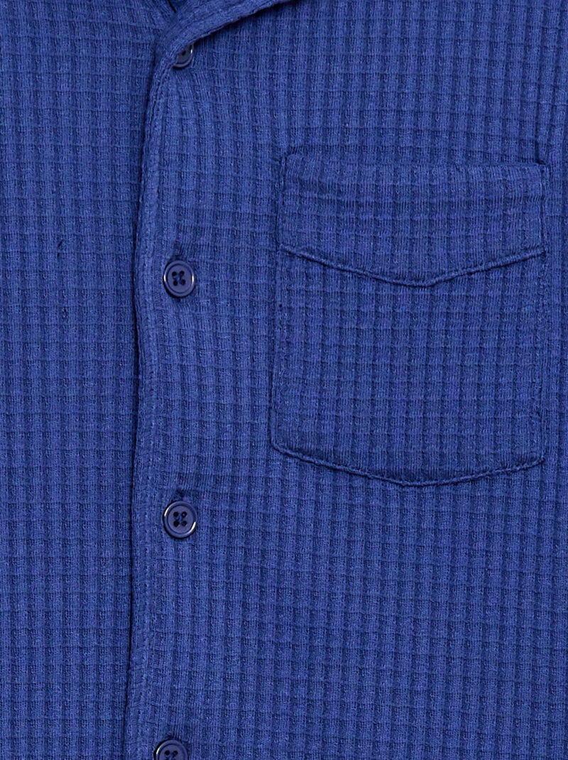 Effen gewafeld hemd Blauw - Kiabi