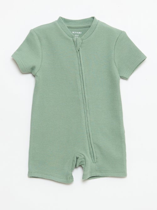 Effen gewafelde pyjama met rits - Kiabi