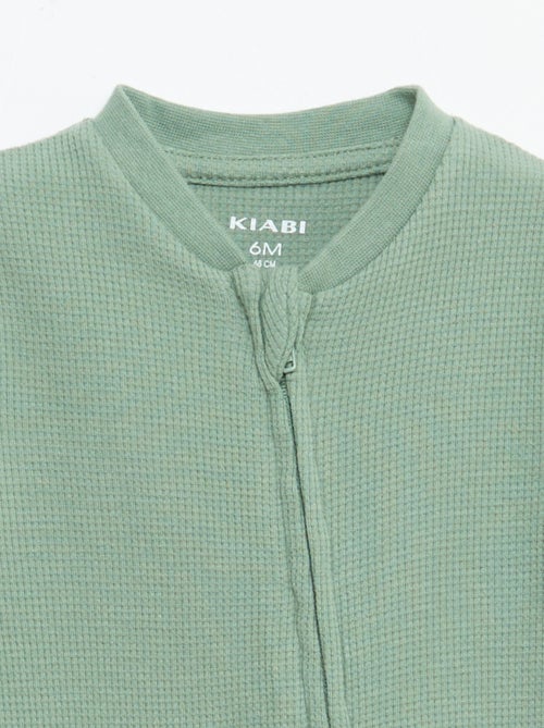 Effen gewafelde pyjama met rits - Kiabi