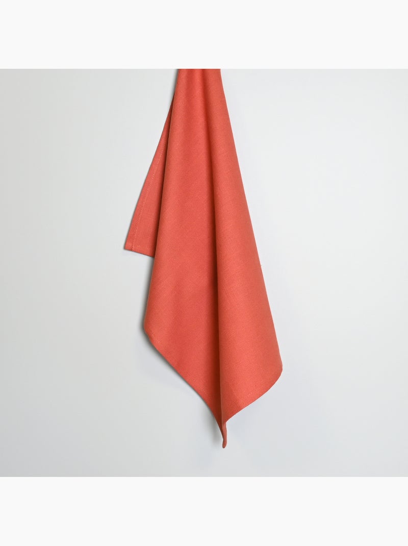 Effen geweven katoenen keukenhanddoek Koraaloranje - Kiabi