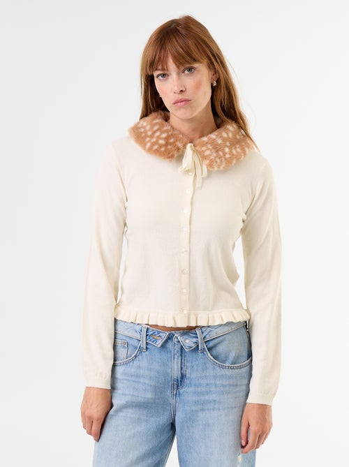 Effen gilet met kraag van imitatiebont - Kiabi