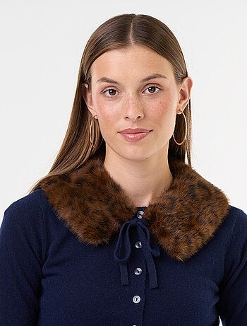 Effen gilet met kraag van imitatiebont