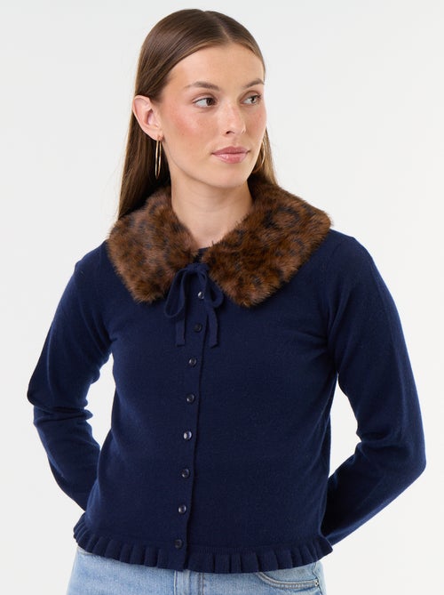Effen gilet met kraag van imitatiebont - Kiabi