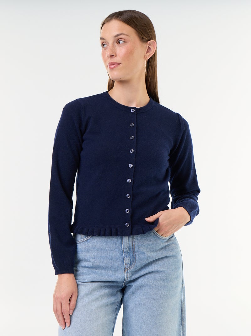 Effen gilet met kraag van imitatiebont Blauw - Kiabi