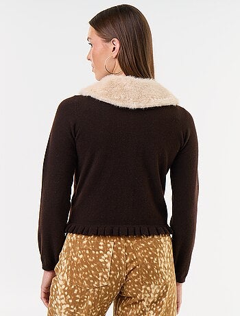 Effen gilet met kraag van imitatiebont