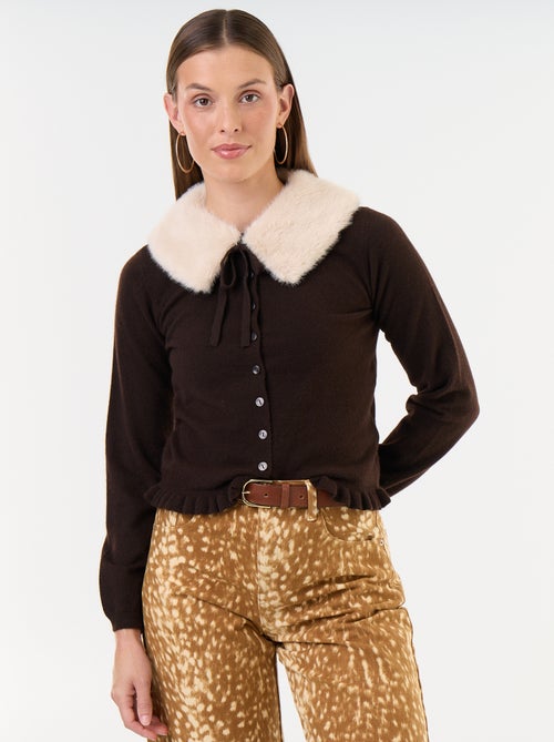 Effen gilet met kraag van imitatiebont - Kiabi