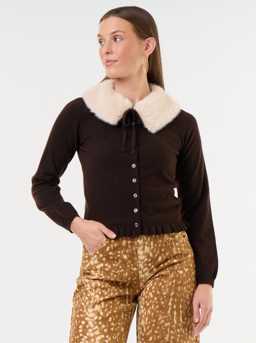Effen gilet met kraag van imitatiebont - Kiabi