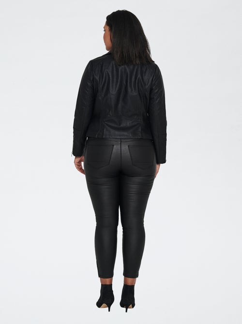 Effen glanzend perfectojasje met rits - Kiabi