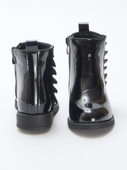 Effen glanzende laarzen met ruche - Kiabi