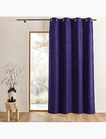 Effen gordijn van canvas met een natuurlijke uitstraling