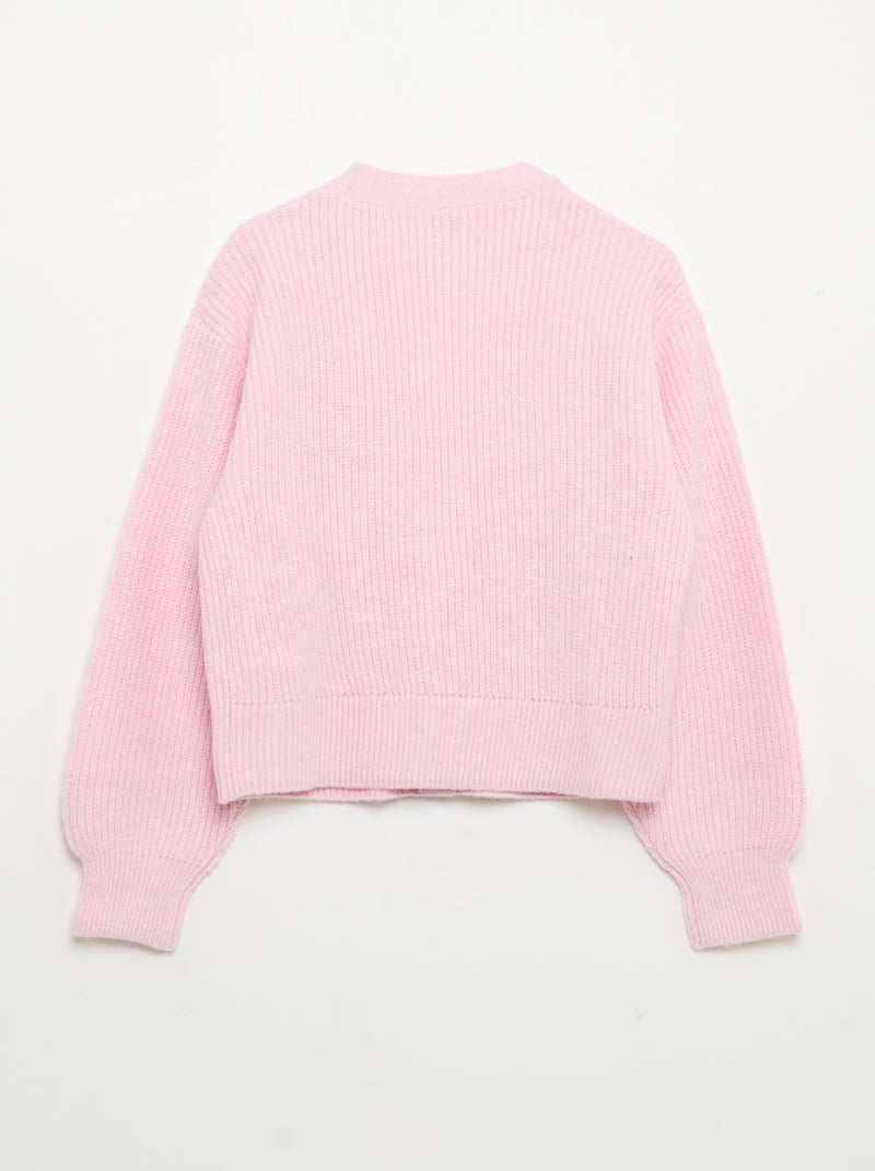 Effen grofgebreid vest, gemakkelijk aan te trekken Rose - Kiabi