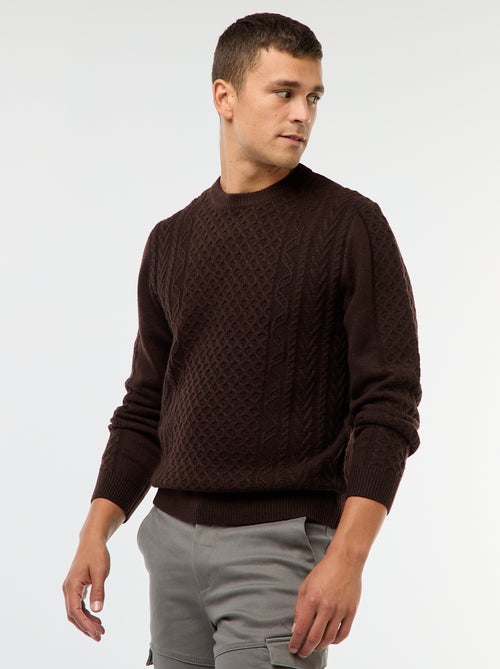 Effen grofgebreide kabeltrui - Kiabi