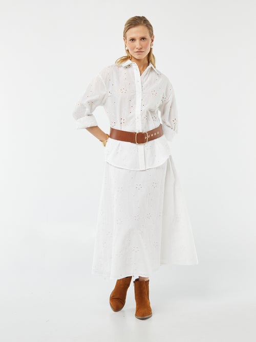 Effen halflange rok met broderie anglaise - Kiabi