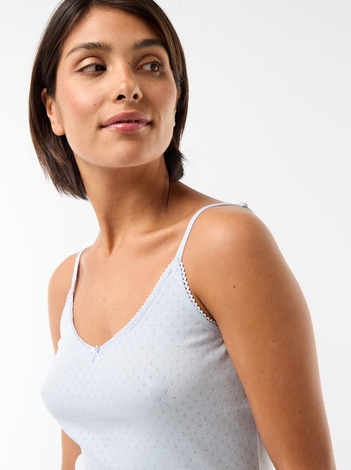 Effen hemdje met dunne verstelbare bandjes van katoen - Kiabi