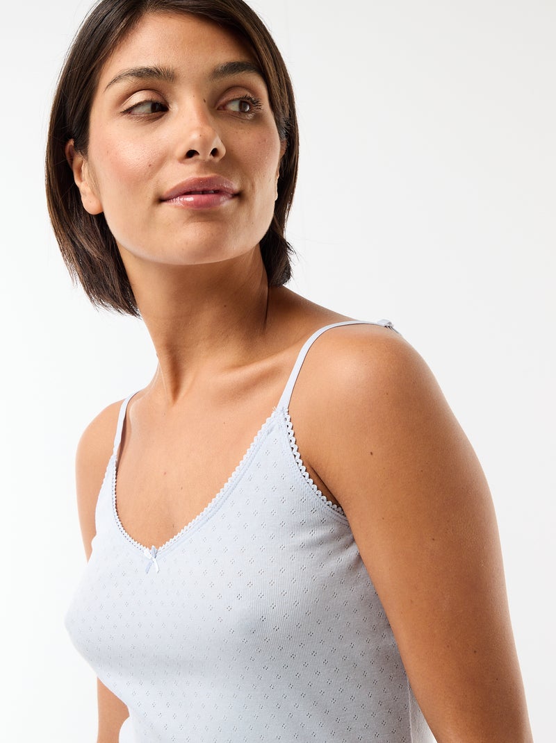 Effen hemdje met dunne verstelbare bandjes van katoen Blauw - Kiabi