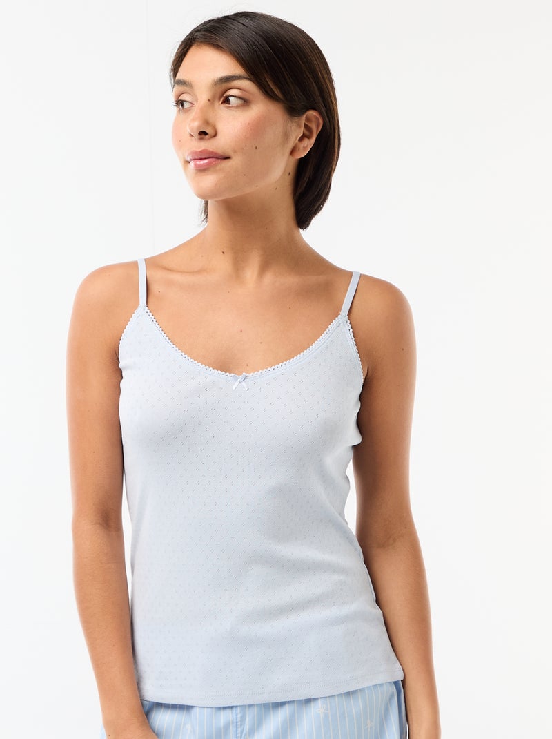 Effen hemdje met dunne verstelbare bandjes van katoen Blauw - Kiabi