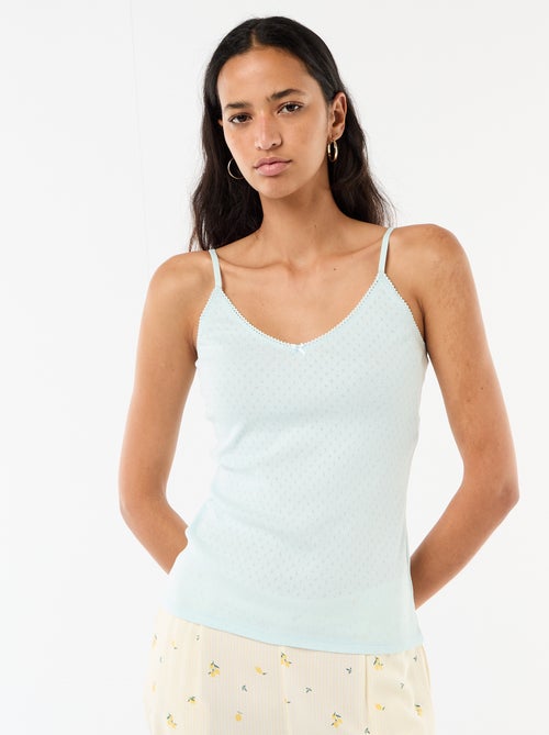 Effen hemdje met dunne verstelbare bandjes van katoen - Kiabi