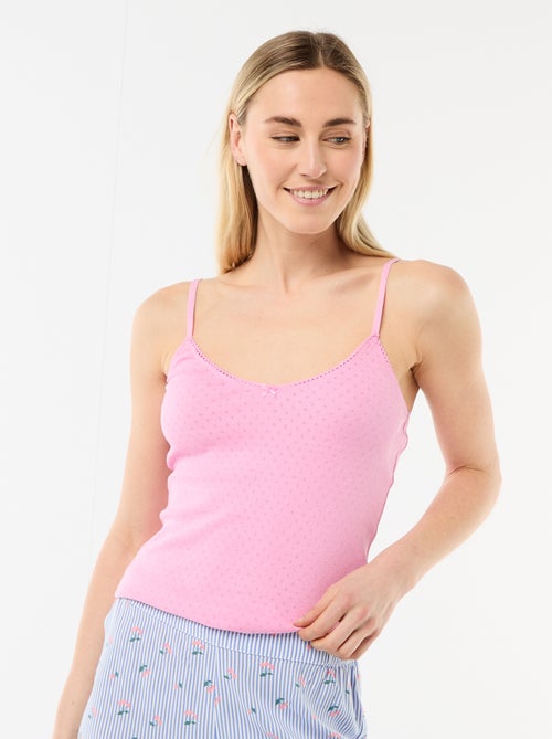 Effen hemdje met dunne verstelbare bandjes van katoen - Kiabi