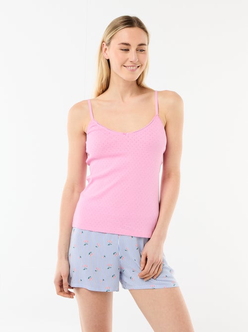 Effen hemdje met dunne verstelbare bandjes van katoen - Kiabi