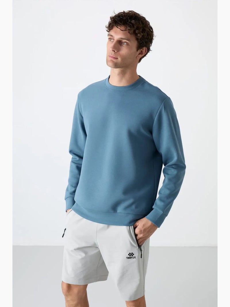 Effen heren sweatshirt met ronde hals tommy Blauw - Kiabi