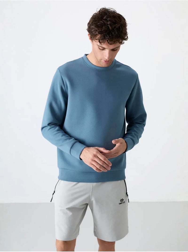 Effen heren sweatshirt met ronde hals tommy Blauw - Kiabi
