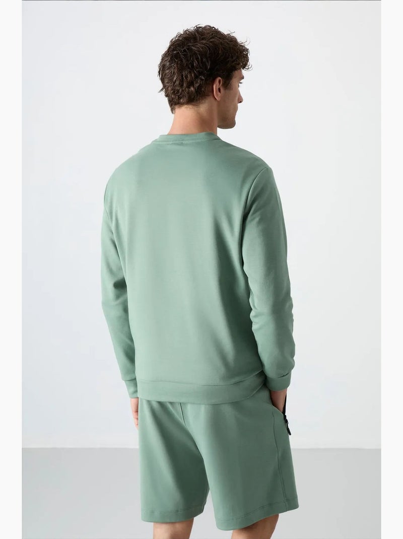 Effen heren sweatshirt met ronde hals tommy Groen - Kiabi