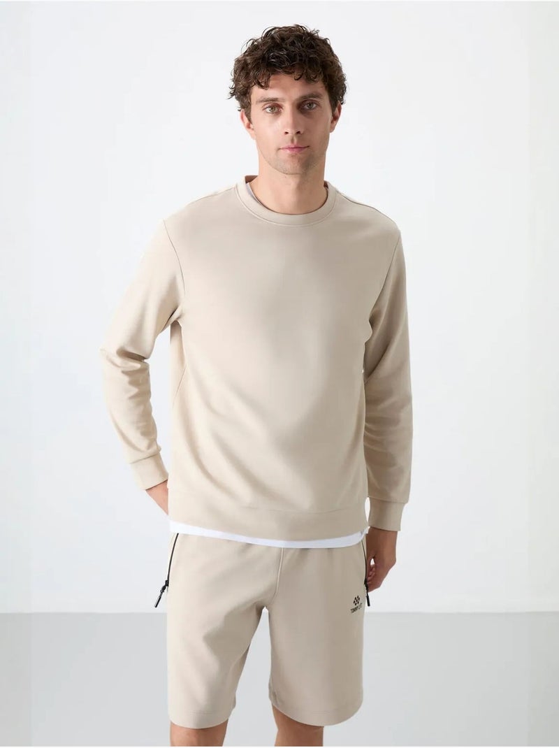 Effen heren sweatshirt met ronde hals tommy Klei-beige - Kiabi