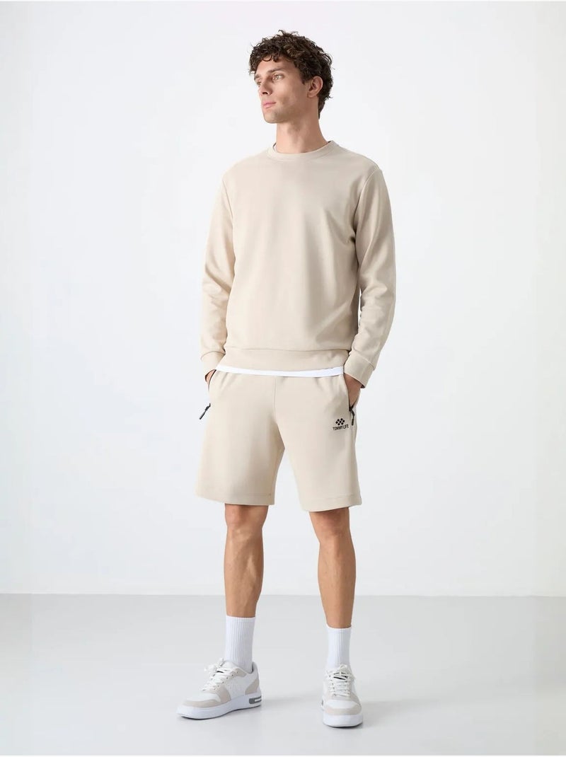 Effen heren sweatshirt met ronde hals tommy Klei-beige - Kiabi