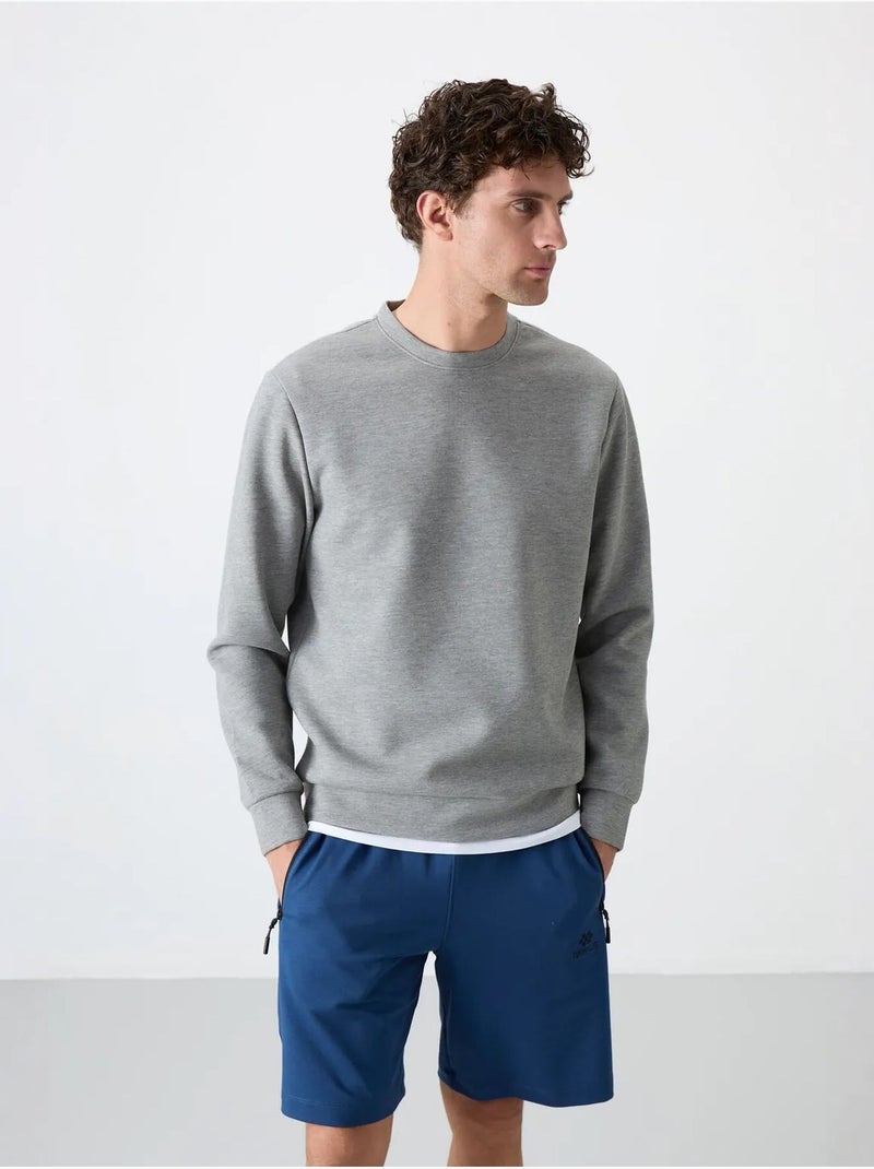 Effen heren sweatshirt met ronde hals tommy Lichtgrijs - Kiabi