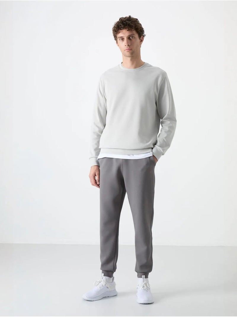 Effen heren sweatshirt met ronde hals tommy Parelgrijs - Kiabi