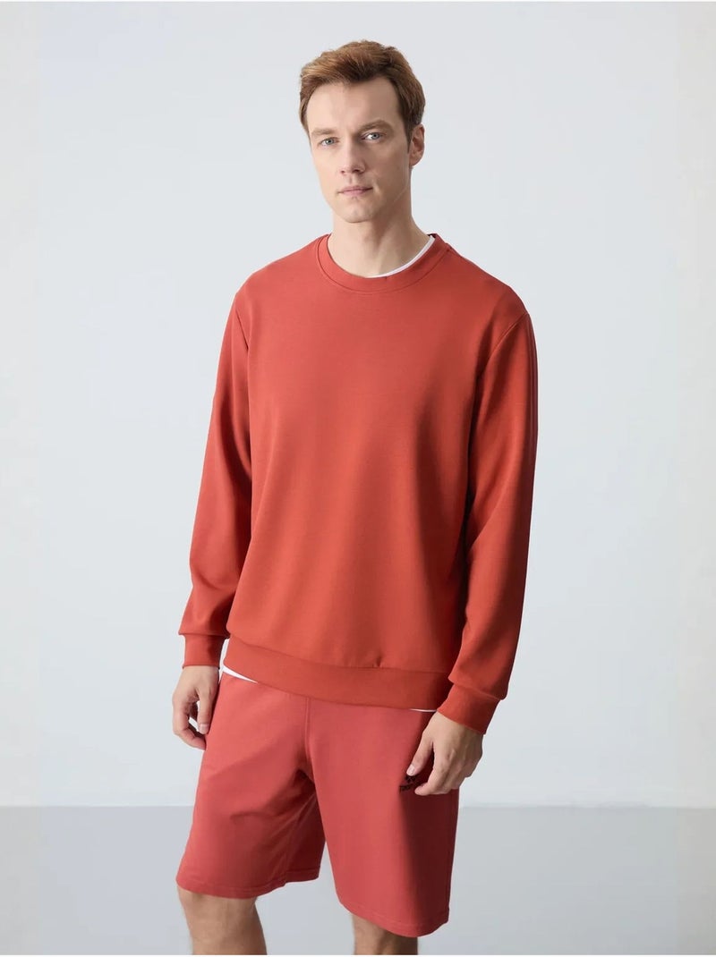 Effen heren sweatshirt met ronde hals tommy Terracotta - Kiabi