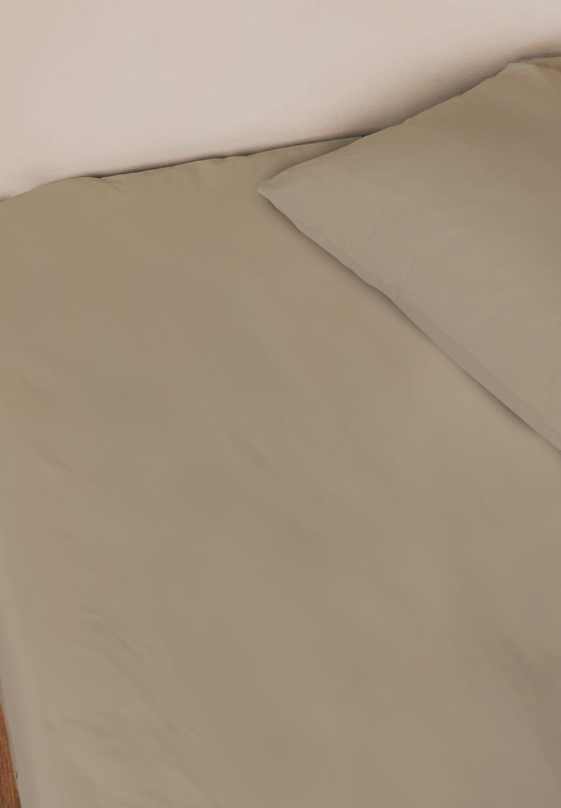 Effen hoeslaken van percal, biologisch katoen Taupe - Kiabi
