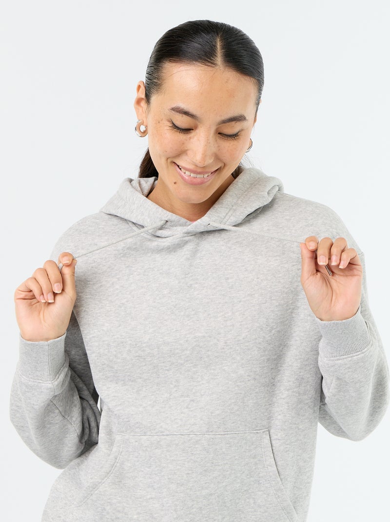 Effen hoodie met kangoeroezak Grijs - Kiabi