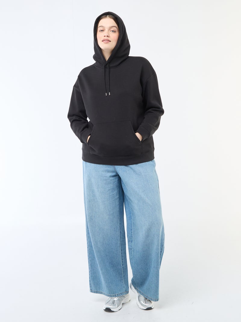 Effen hoodie met kangoeroezak Zwart - Kiabi