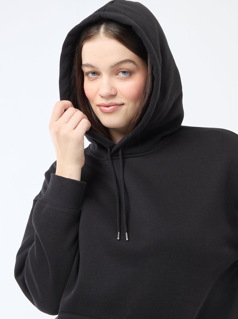 Effen hoodie met kangoeroezak Zwart - Kiabi