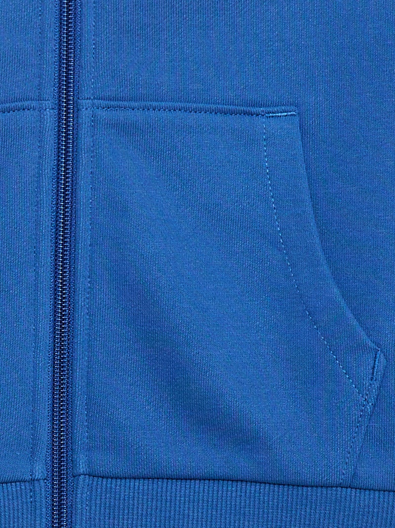 Effen hoodie met rits Blauw - Kiabi